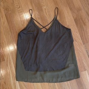 Suede cross cross tank top in back